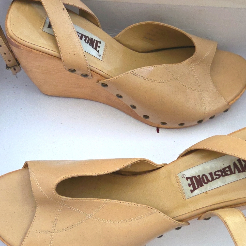 Riverstone Leather Wedge Open Toe Ankle Strap Sandals